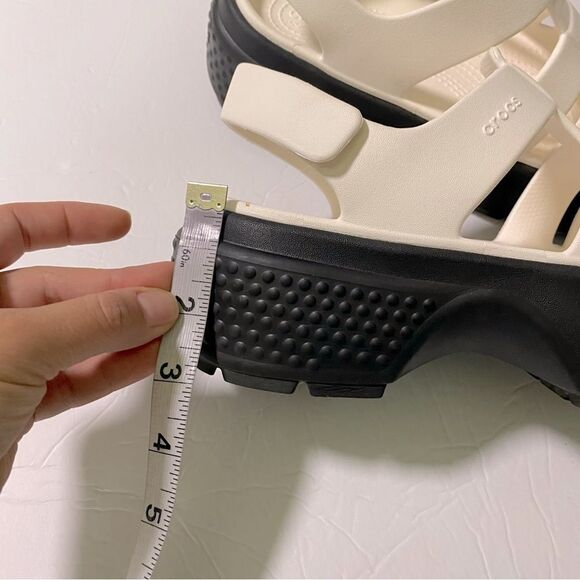 Crocs White Black Platform Sandals Stomp Fisherman Shoes Summer chunky woman 8 - Picture 8 of 12